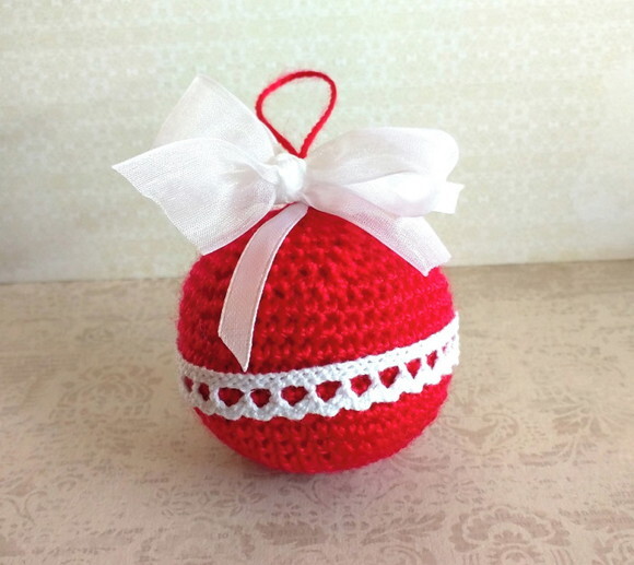 Kit com 4 unidades - Bola de Natal de Crochê