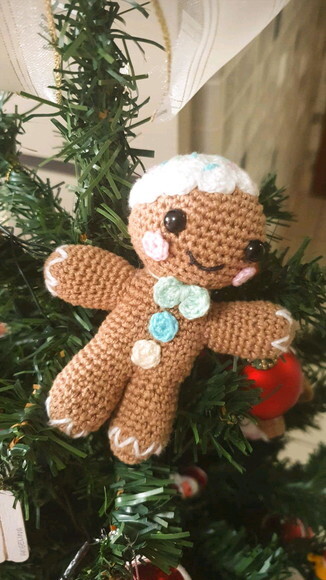 Pingente Boneco Biscoito de Gengibre - Gingerbread Amigurumi