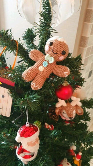 Pingente Boneco Biscoito de Gengibre - Gingerbread Amigurumi