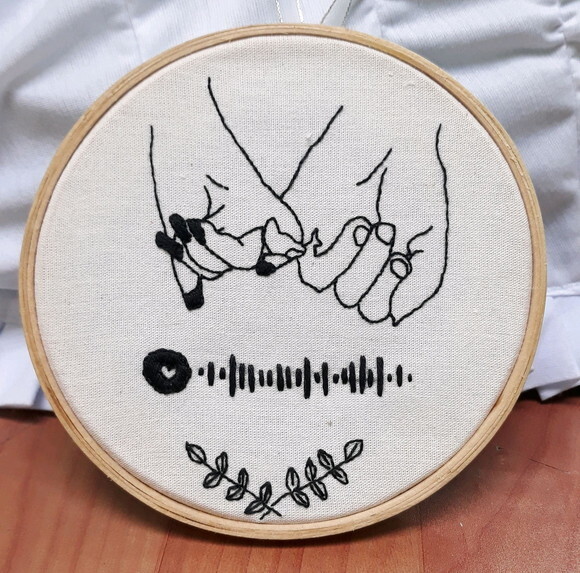 Quadro Decorativo Interativo Spotify Bordado Casal