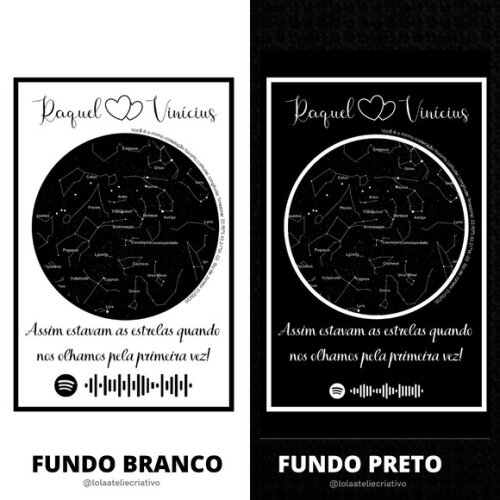 Arte Digital Quadro Personalizado Mapa das Estrelas Spotify