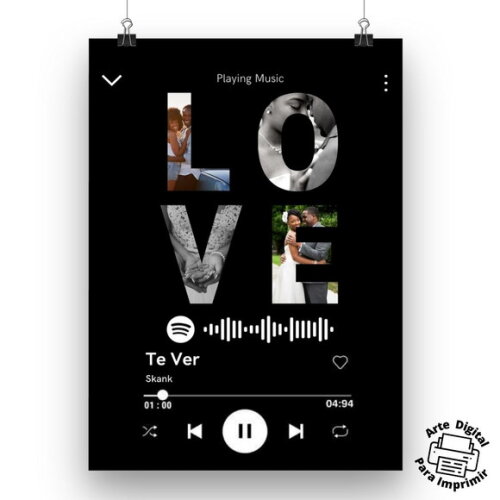 Arte Digital Quadro Personalizado Nossa Música Love Spotify