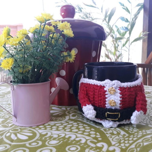 Capa Noel - Protetor de Caneca em Crochê - Cozy Mug