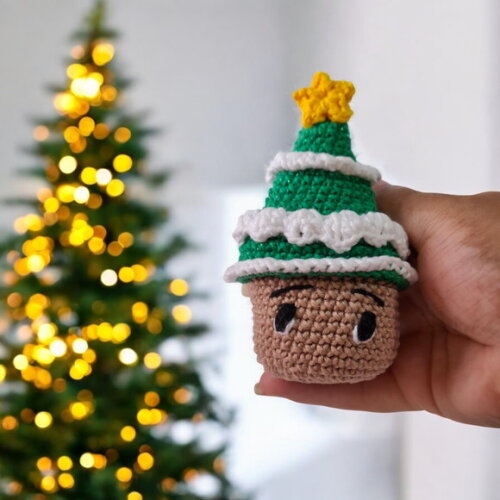 Enfeite Natalino Mini Árvore em Amigurumi