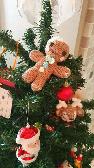 Pingente Boneco Biscoito de Gengibre - Gingerbread Amigurumi