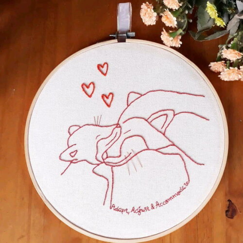 Quadro Decorativo Bordado à Mão - Raposa Mãe e Filho