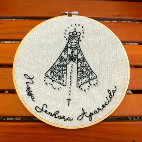 Quadro Decorativo Bordado à mão Nossa Senhora Aparecida