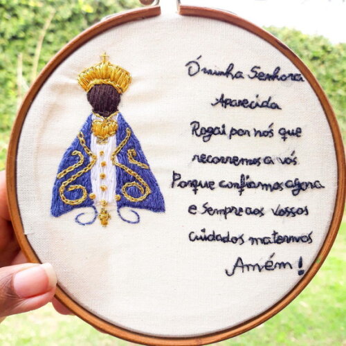 Quadro Decorativo Bordado à mão Nossa Senhora Aparecida