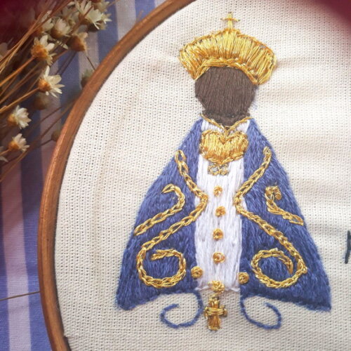 Quadro Decorativo Bordado à mão Nossa Senhora Aparecida