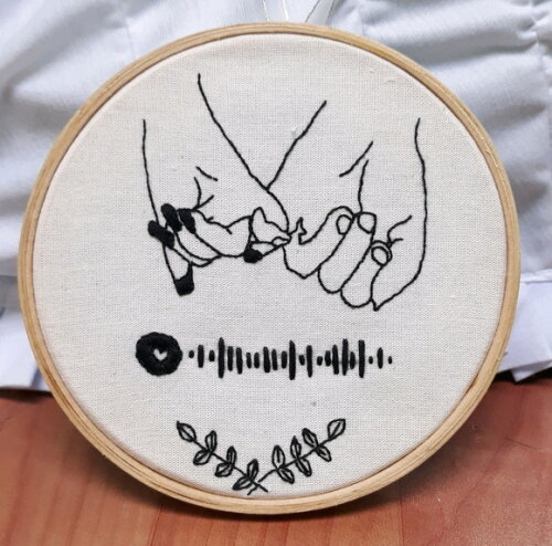 Quadro Decorativo Interativo Spotify Bordado Casal
