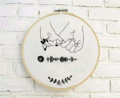 Quadro Decorativo Interativo Spotify Bordado Casal