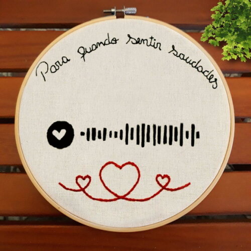 Quadro Interativo Spotify Bordado Casal - Dia dos namorados