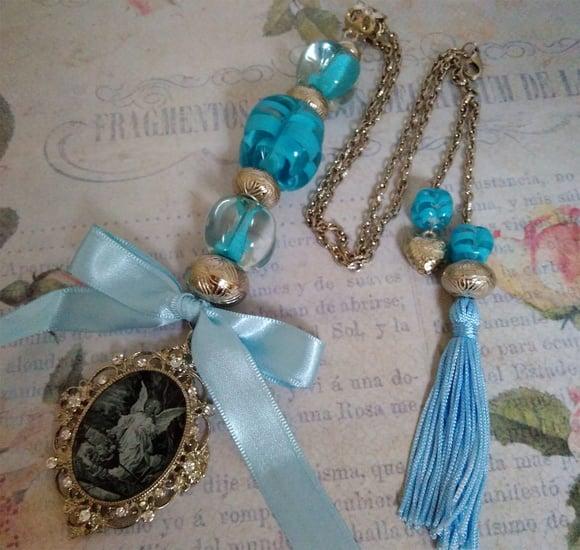 Medalhão Anjo da Guarda Imagem Azul Claro