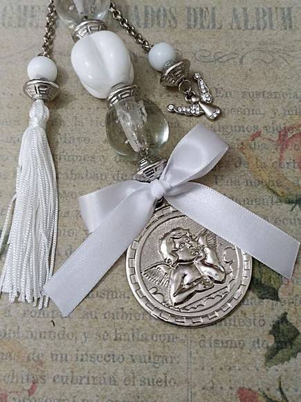 Medalhão de Berço Anjo da Guarda Pensador com Oração