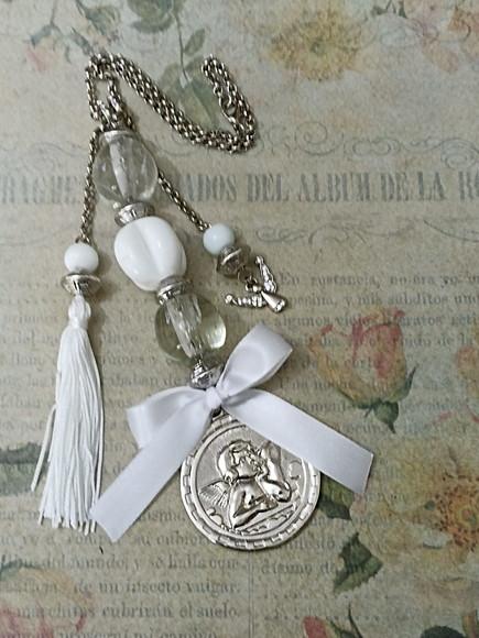 Medalhão de Berço Anjo da Guarda Pensador com Oração