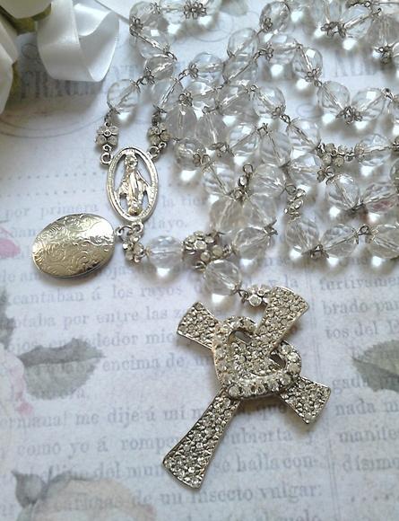 Terço de Noiva em Cristal Sacred Heart