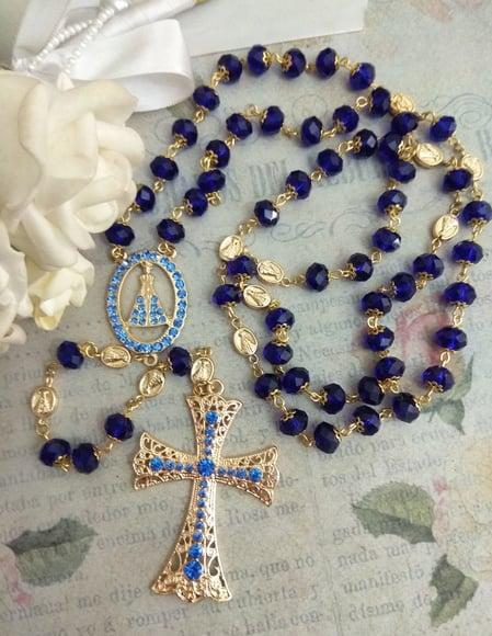 Terço Noiva em Cristal Azul Royal