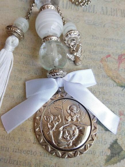 Medalhão Pingente de Berço Anjo da Guarda com Oração