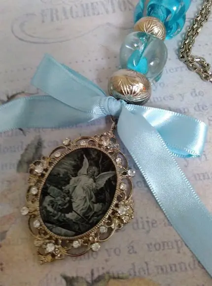 Medalhão Anjo da Guarda Imagem Azul Claro