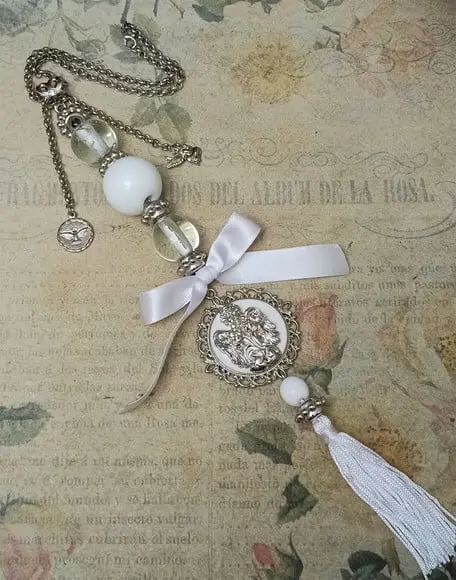 Medalhão de Berço Anjo da Guarda Resinada com Oração