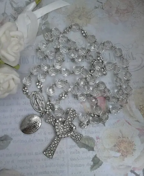 Terço de Noiva em Cristal Sacred Heart