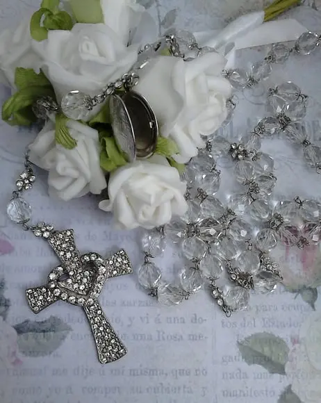 Terço de Noiva em Cristal Sacred Heart
