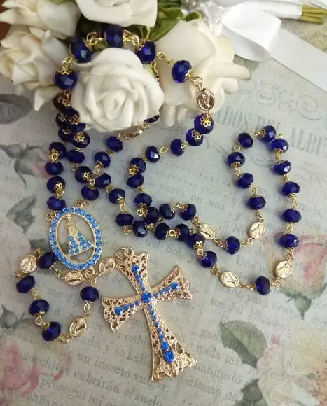 Terço Noiva em Cristal Azul Royal