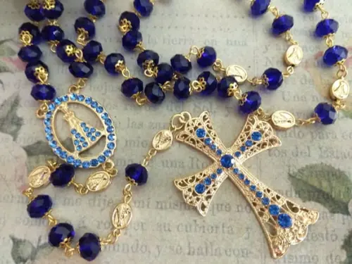 Terço Noiva em Cristal Azul Royal