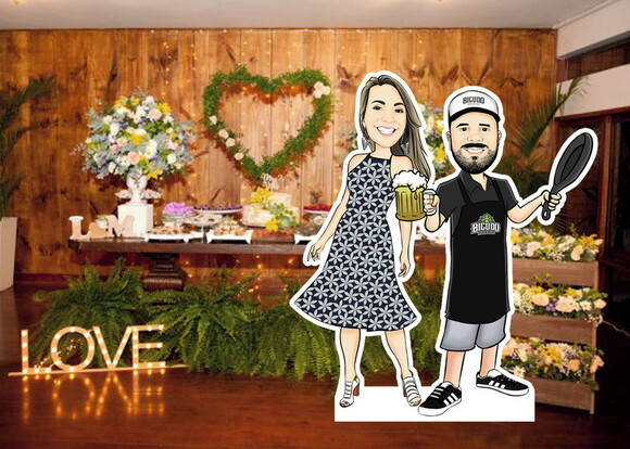 Display de Chão Totem Caricatura Casamento Noivos