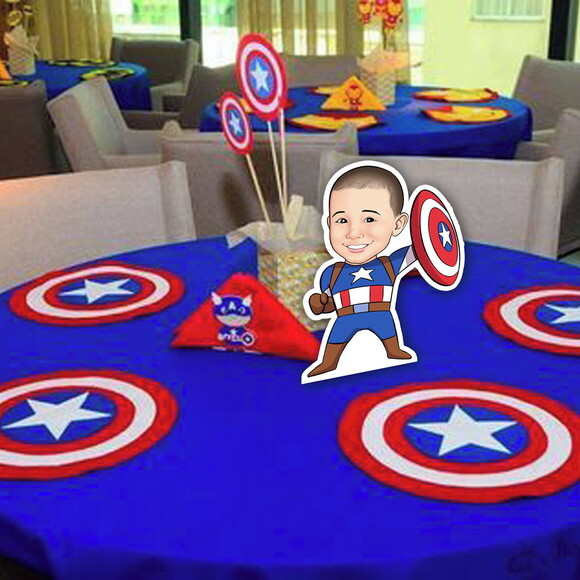 Display de Mesa Caricatura Aniversário Capitão Amércia