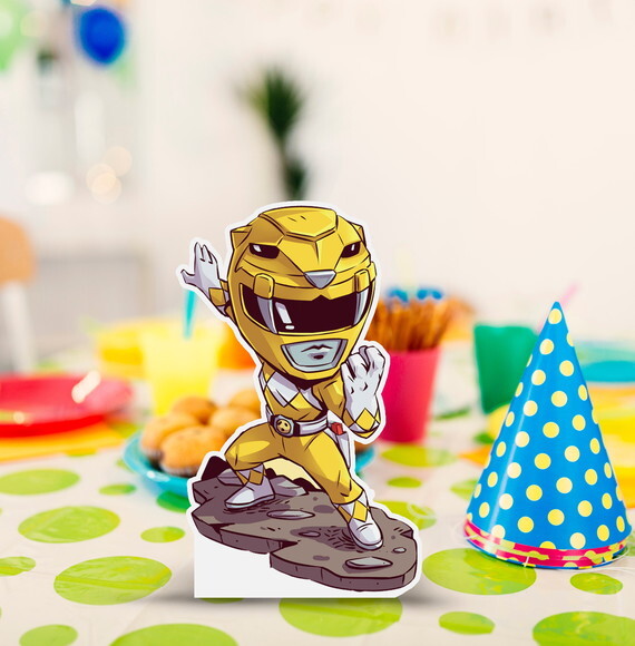 Display de Mesa mdf Aniversário Power Ranger Amarelo 20cm