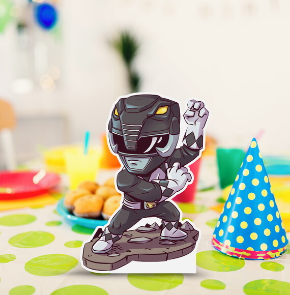 Display de Mesa mdf Aniversário Power Ranger Preto 20cm