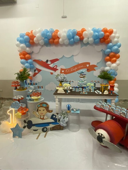Display Totem de Chão Caricatura Aniversário Aviador Piloto