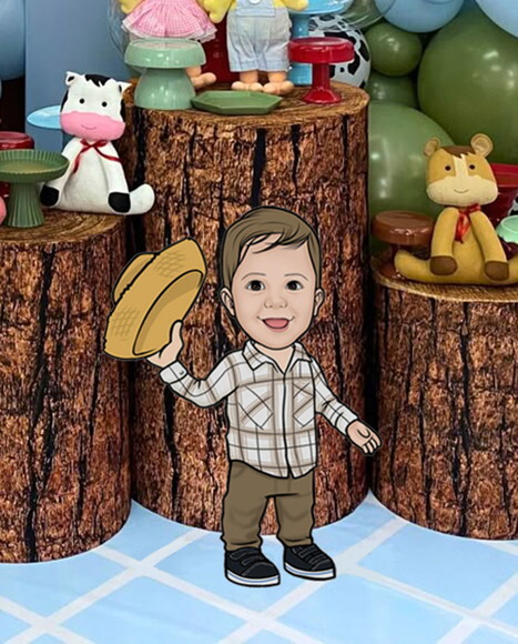 Display Totem de Chão Caricatura Aniversário Fazendinha 50cm