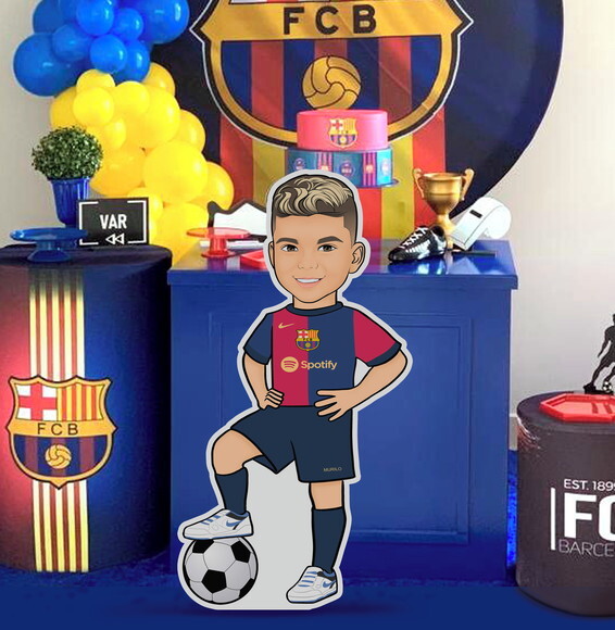 Display Totem de Chão Caricatura Futebol Barcelona