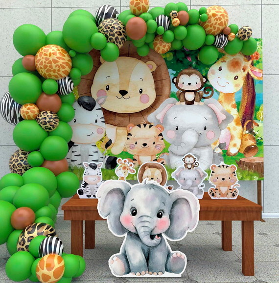 Display Totem de Chão mdf Aniversário Safari Elefante 80cm