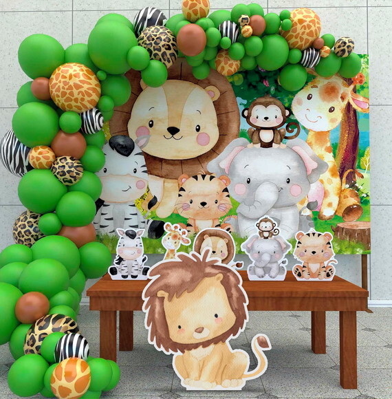 Display Totem de Chão mdf Aniversário Safari Leão 50cm
