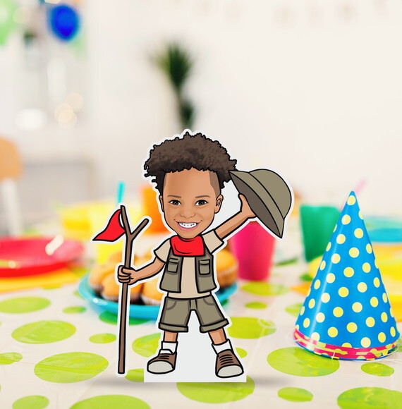 Display Totem de Mesa mdf Caricatura Aniversário Safari 20cm