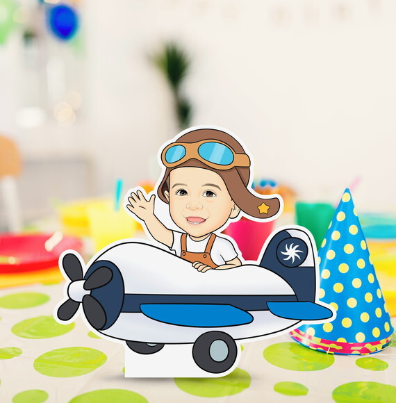 Display Totem de Mesa mdf Caricatura Aviador Piloto 20cm