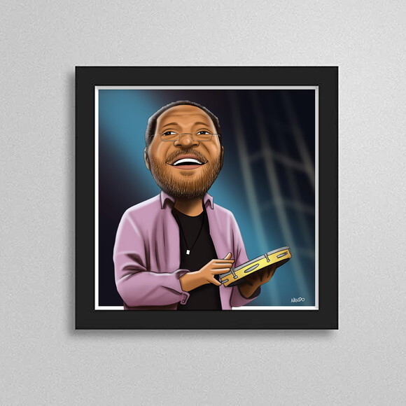 Quadro com Caricatura do Martinho da Vila 20cmx20cm