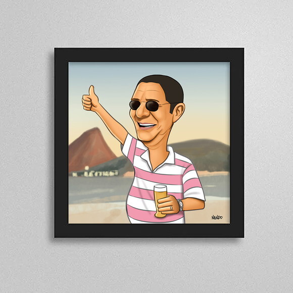 Quadro com Caricatura do Zeca Pagodinho 20cmx20cm