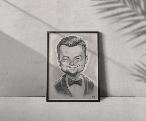 Quadro Print Caricatura Leonardo Di Caprio 30x42cm