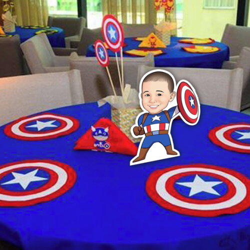Display de Mesa Caricatura Aniversário Capitão Amércia