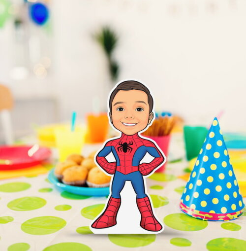 Display de Mesa mdf Caricatura Aniversário Homem Aranha 20cm