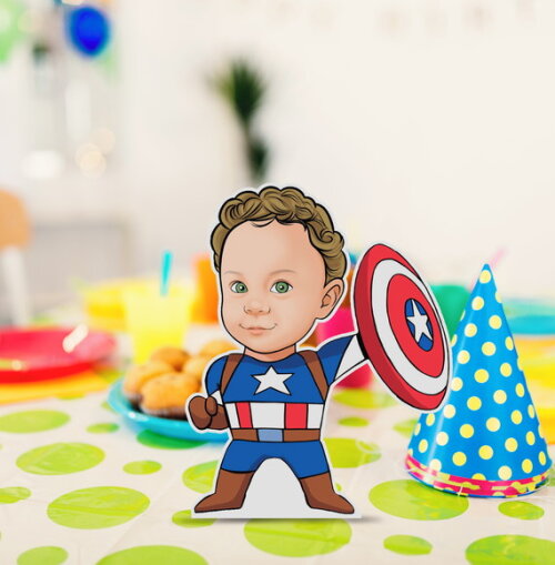 Display de Mesa mdf Caricatura Aniversário Capitão América