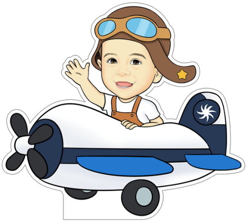 Display Totem de Chão Caricatura Aniversário Aviador Piloto