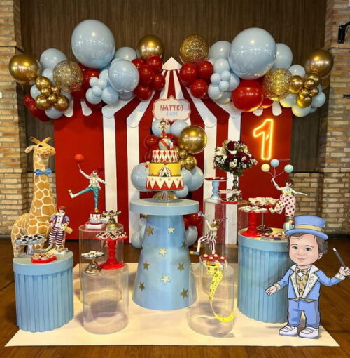 Display Totem de Chão Caricatura Aniversário Circo