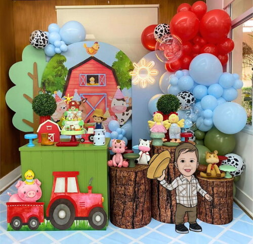 Display Totem de Chão Caricatura Aniversário Fazendinha 80cm