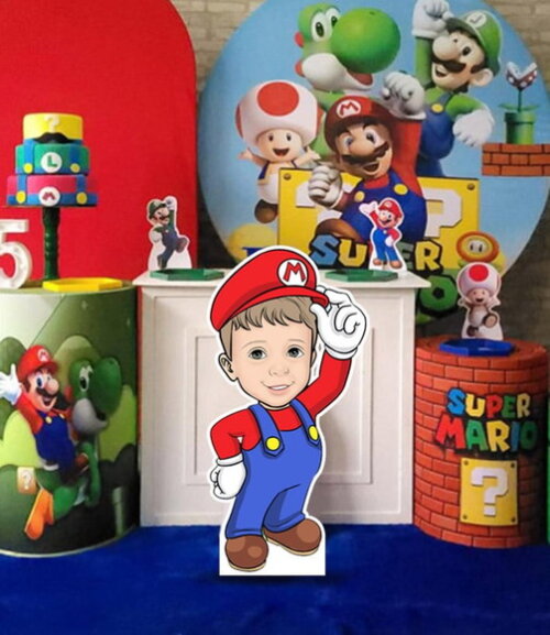 Display Totem de Chão Caricatura Aniversário Mario Bros