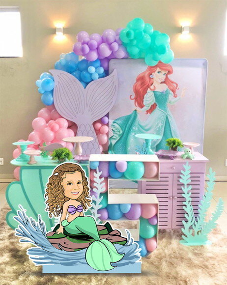Display Totem de Chão Caricatura Aniversário Pequena Sereia